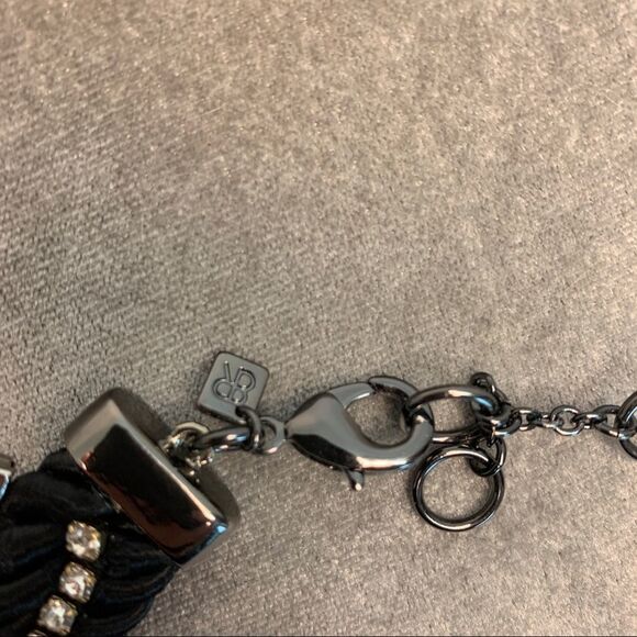 Banana Republic black Satin Rope & purple Crystal Rhinestone Necklace - Picture 8 of 9